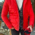 Red Slim Fit Quilted Jacket