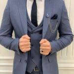 Aysoti Holprice Blue Slim Fit Peak Lapel Suit