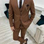 Aysoti Holprice Dark Brown Slim Fit Peak Lapel Suit