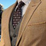 Light Brown Slim Fit Peak Lapel Linen Suit