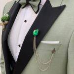 Light Green Slim Fit Peak Lapel Tuxedo