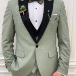 Light Green Slim Fit Peak Lapel Tuxedo