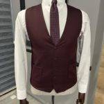 Burgundy Slim Fit Peak Lapel Patterned Suit