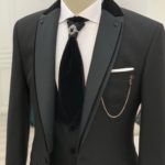 Black Slim Fit Notch Lapel Wedding Suit