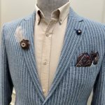 Aysoti Leighford Blue Slim Fit Striped Cotton Blazer