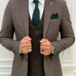 Coffee Brown Slim Fit Notch Lapel Suit