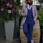 Burgundy Slim Fit Plaid Suit
