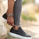 Aysoti Chenette Black Leather Sneakers
